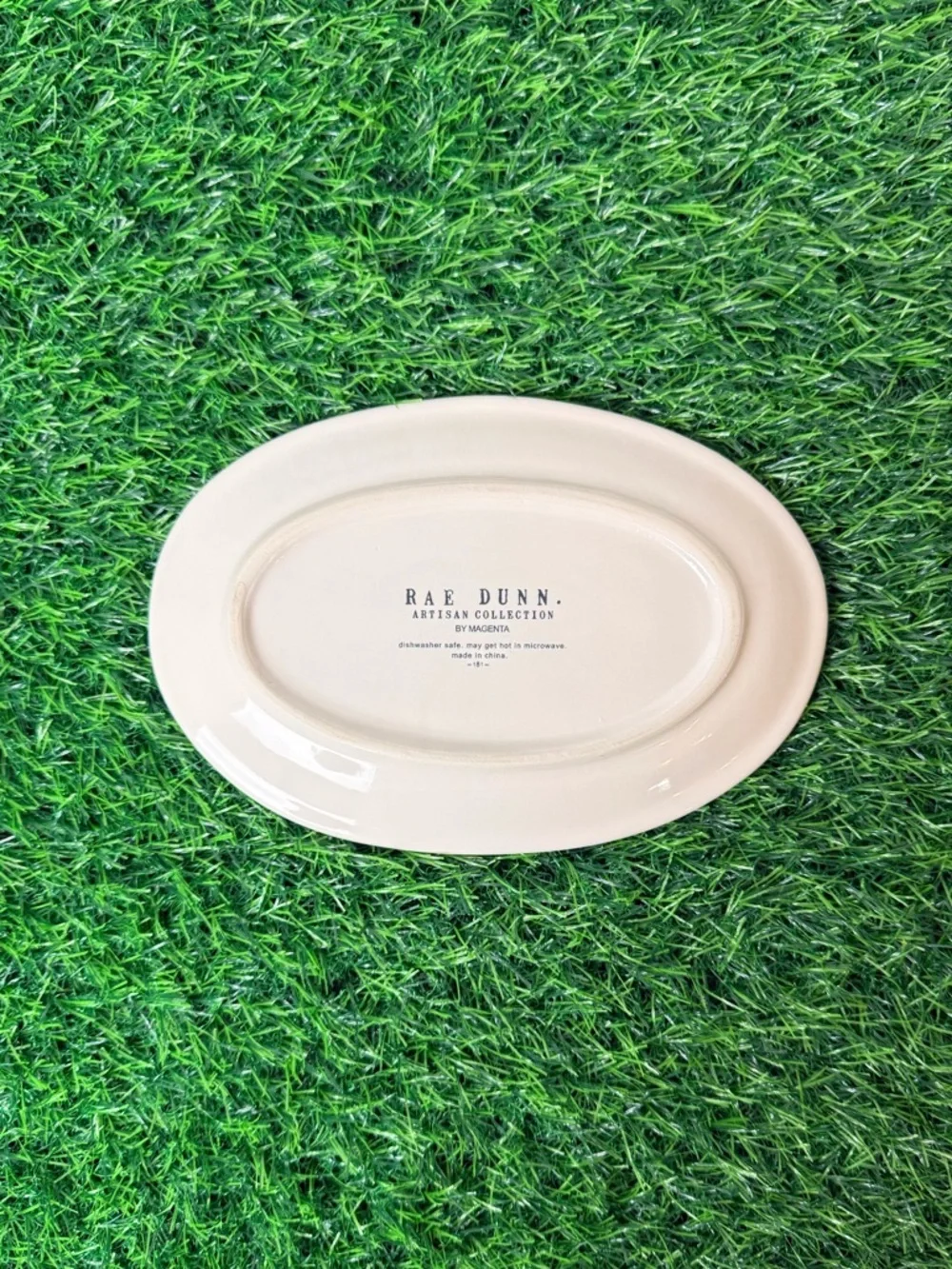 Rae Dunn 8” Oval 'GOBBLE' Ceramic Serving Plate White/Black EUC